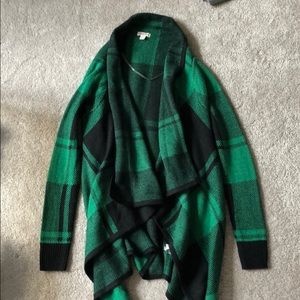 Plaid open sweater